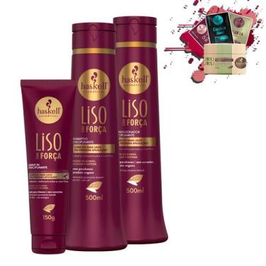 Imagem de Kit Haskell Liso Com Força Sh Cond 500ml Finalizador 150ml