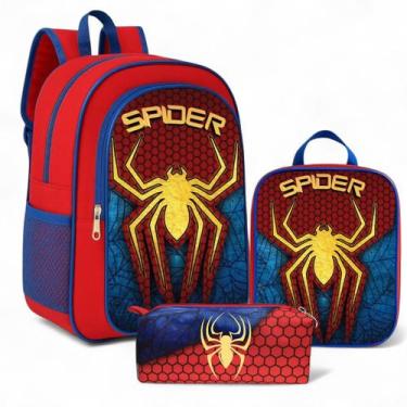 Imagem de Mochila Infantil Escolar Meninos Masculino Criança Bolsa + Estojo Gran