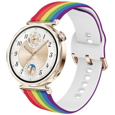 Imagem de DEALELE Pulseiras femininas compatíveis com Huawei Watch GT5 Pro de 42 mm/GT5/GT4 de 41 mm/Garmin Venu 3S/Forerunner 265S/Fossil Gen 6, pulseira feminina de silicone com estampa macia de 18 mm