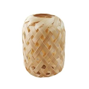 Imagem de Lanterna de mão pequena gaiola estilo retrô bambu tecelagem pequena lanterna feita à mão DIY lanterna longa