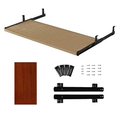 Imagem de Bandeja para teclado/gaveta deslizante para teclado/suporte de madeira para teclado/extensor de secretária destacável de altura ajustável, grande capacidade de carga, ergonomia (relacionado à fadiga)