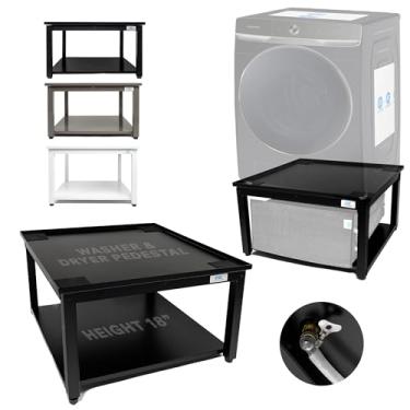 Imagem de EZ Laundry Pedestal para lavadora e secadora - Suporte de liga de aço de 61 cm com bandeja de drenagem e mangueira - Altura ergonômica de 40 cm reduz a dor nas costas - comporta 362 kg - Proteção