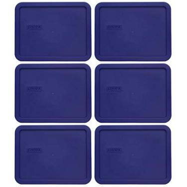 Imagem de Pyrex 7211-PC Tampas de armazenamento de substituição retangulares de plástico azul marinho - pacote com 6