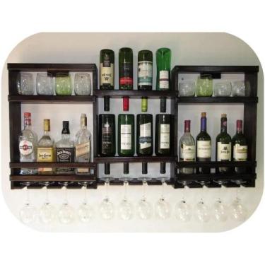 Imagem de Adega Vinho Porta Taça Madeira Rústica Barzinho Parede 120x60 - Do Por