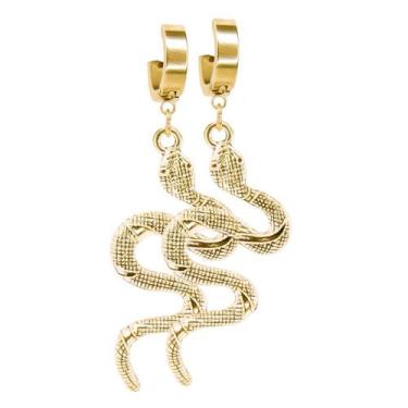 Imagem de Brinco De Cobra Feminino Banhado A Ouro 18k Snake - Oremte