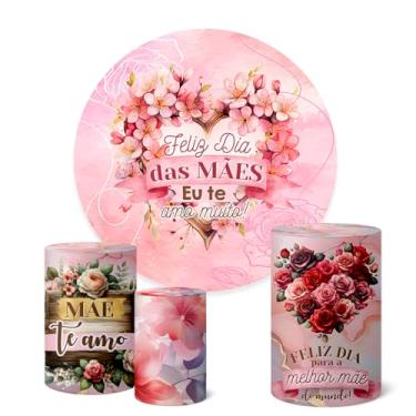 Imagem de Trio Capas Cilindro + Painel Redondo Sublimado 1,50m Dia Das Mães (K1MAE017)