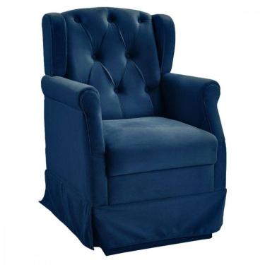 Imagem de Poltrona De Amamentação Balanço Ternura Tecido Veludo Azul Azul