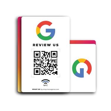 Imagem de MESSAGENES | Cartão de PVC nos avalie no Google QR Code e NFC + Instagram | Cartão de visita NFC Google Reviews + Instagram | Código QR reutilizável para avaliações e seguidores | Pacote com 2