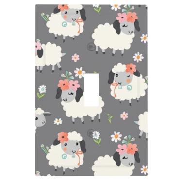 Imagem de Buyidec Cute Little Sheep 1 Gang Single Toggle Outlet Light Switch Wall Plate Decorativa Face Elétrica Receptáculo Placa de Cobertura com Parafusos