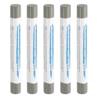 Imagem de HARFINGTON 5 peças de bastões de enchimento de madeira, cera de madeira, retoque de móveis, gizes de cera de reparo para madeira, marrom e cinza