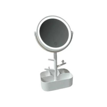 Imagem de Espelho Maquiagem Com LED Redondo Mesa Suporte Porta Bijuteria USB Bra