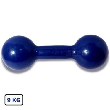 Imagem de Halter Redondo Bola Emborrachado 9 Kg Azul - SEPO