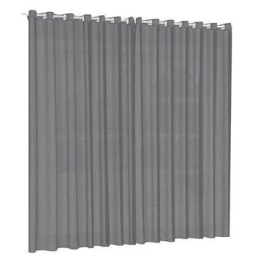 Imagem de Cortina Para Sala Quarto Voal Liso Cinza 6,00X2,80 - B.F Confecçoes