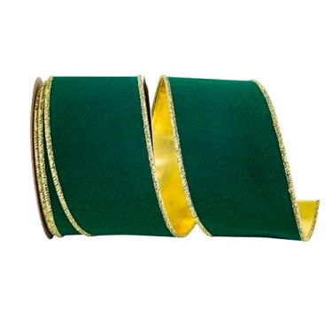 Imagem de Reliant Ribbon Fita de borda com fio de veludo cintilante, caçador/dourado