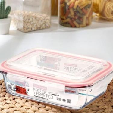Imagem de Pote Vidro Hermética Tampa Silicone 1040ml Grande Ideal para Marmita e