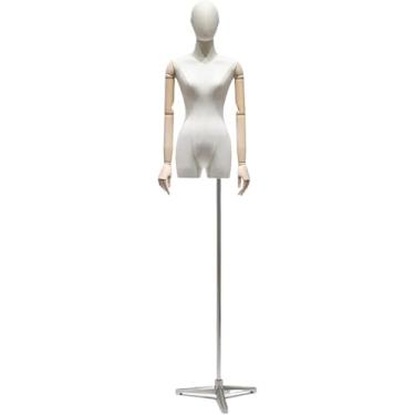 Imagem de Mannequin Dress Form com estande emparelhado com clavícula delicada, use metal para construir a base, vestido forma de manequim para costurar roupas, jóias, tripé de prata
