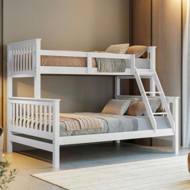 Imagem de Beliche Com Cama Casal Solteiro Madeira Maciça Grade Escada - Woodstor