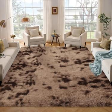 Imagem de COZYLOOM Tapete de área grande, 20 x 25 cm, felpudo, felpudo, felpudo, para sala de estar, tapete felpudo grosso para quarto, antiderrapante, macio, para decoração de casa, marrom