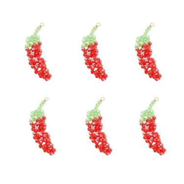 Imagem de KitBeads 10 pingentes de pimenta vermelha grande de vidro com contas de pimenta para pulseiras, colares, brincos, chaveiros, joias, artesanato, 10 peças