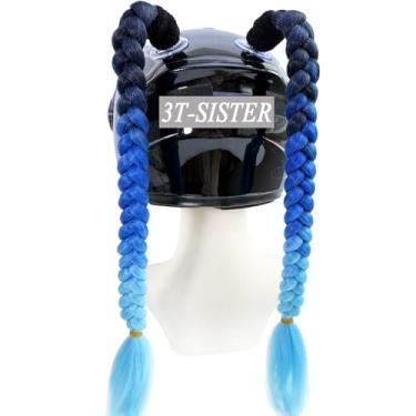 Imagem de 3T-SISTER Tranças tranças com ventosa para motocicleta, esqui, decoração de capacete de bicicleta, 2 peças, cor vermelha rosa