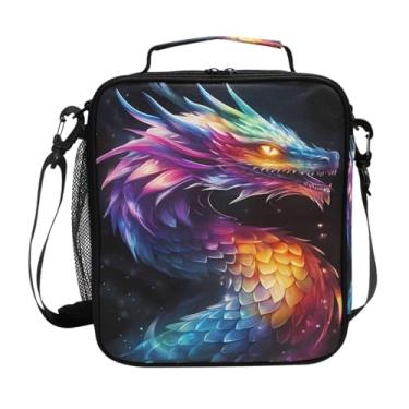 Imagem de ALAZA Lancheira infantil dragão isolada, lancheira térmica para preparação de refeições com alça de ombro para meninos e meninas