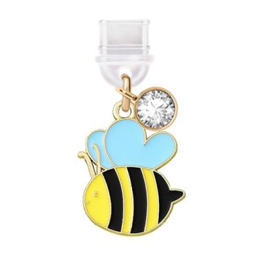 Imagem de ELISE & FONDA Porta de carregamento tipo C TP653 plugue antipoeira pingente de celular Little Honey Bee para iPhone 15/16/Samsung/OnePlus/Xiaomi/oppo telefones Android (amarelo), approx. 1.8 cm (L) x