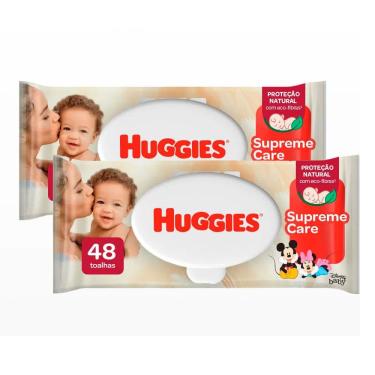 Imagem de Toalha Umedecida Huggies Supreme Care 48 Unidades | Kit com duas unidades