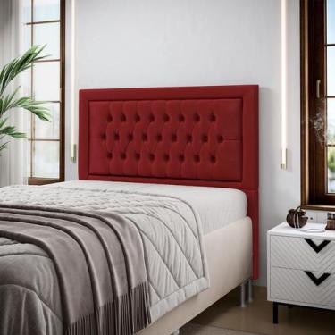 Imagem de Cabeceira Pegasus 140 Para Cama Box de Casal N-033 Veludo Vermelho Ara