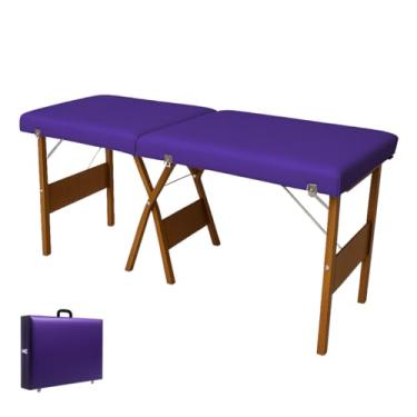 Imagem de Maca Dobrável Portátil Com Rodinhas 200kg Rodizio Estética Massagem Tauagem (Roxo)