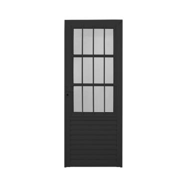 Imagem de Porta de Aluminio Postigo 210x80cm Sólida Preto