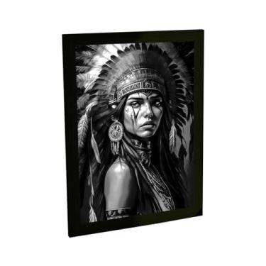 Imagem de Quadro Decorativo Índia Ilustração Pintura Realista Preto Branco Decoração Poster Quarto Sala