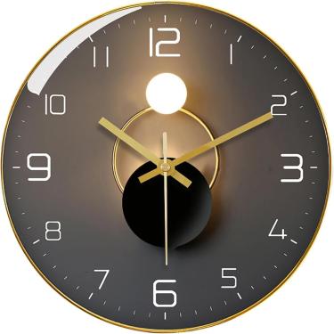 Imagem de Relógio De Parede Silencioso Não Tique-taque Relógios De Parede Redondos Para Sala De Estar Quarto Corredor Escritório, E, 35CM