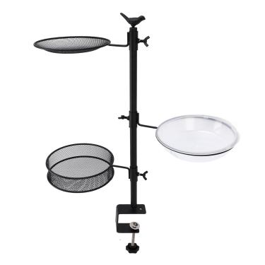 Imagem de Eujgoov Alimentador de Pássaros de Deck Varanda Ao Ar Livre Destacável Três Bandejas Cerca de Banho para Assistir a Pássaros para Presentes Jardineiros, Alimentador de Grade de Deck de Metal Pesado