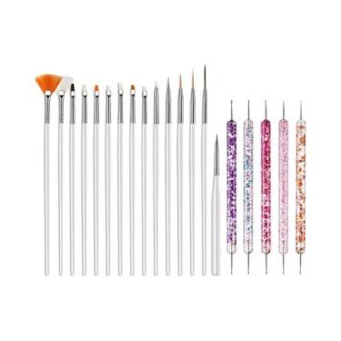 Imagem de Conjunto De Pincéis Para Arte Em Unhas, 5/20 Peças, Caneta Pontilhador