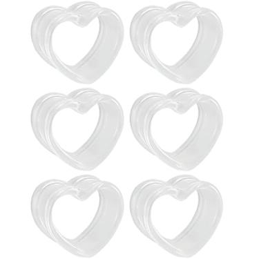 Imagem de Decentraland 6 peças preto 4 mm (6 G) acrílico oco coração duplo alargador de orelha expansor esconder medidores de orelhas túneis gage brincos de iniciante alargadores septo alongamento corporal