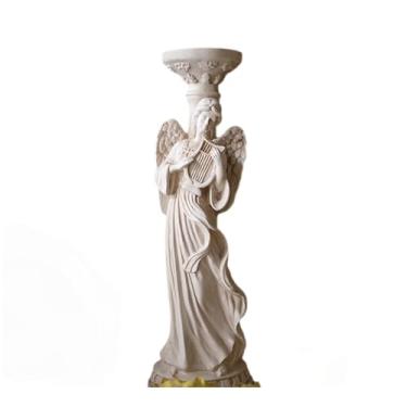 Imagem de Castiçal de resina castiçal 11 x 11 x 37 cm suportes de castiçal branco | decoração interna castiçal cônico suporte de vela candelabro decoração de casa