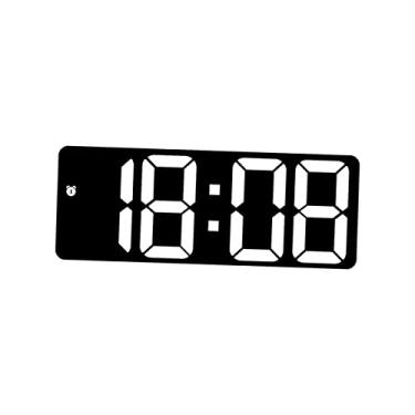 Imagem de Wswqop Relógio de Parede Digital, Despertador LED, Calendário de Mesa, Display de Controle de Voz com Data, Temperatura, Brilho Ajustável para Aprendizagem E, BRANCO, Tamanho real