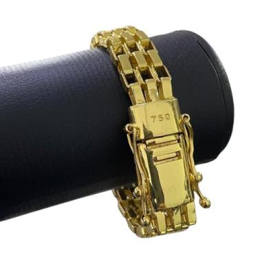 Imagem de Pulseira Tijolinho Triplo 15mm Banhado a Ouro 18K 750 - ToJoia18k