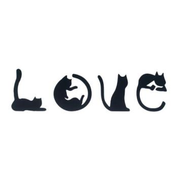 Imagem de letreiro gato Love Cat Mdf Decorativo amo gatos Vazado 3mm 64x16,5cm c