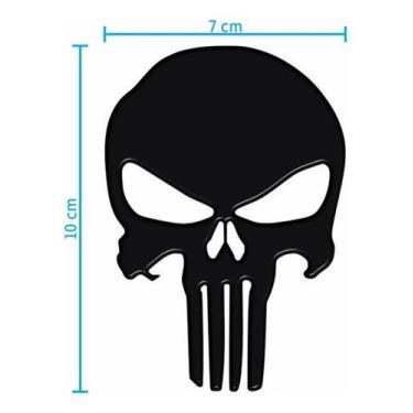 Imagem de Adesivo Caveira Justiceiro Punisher Resinado Preto Res01 Fk - Spts