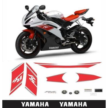 Imagem de Kit Adesivos Yamaha R6 2008 Branca E Vermelha Lateral Faixas - SPTS
