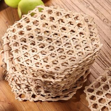 Imagem de Jogo americano de bambu para mesa de cozinha, design de grade hexagonal, resistente ao calor, conjunto de 6 (altura - 26 cm)