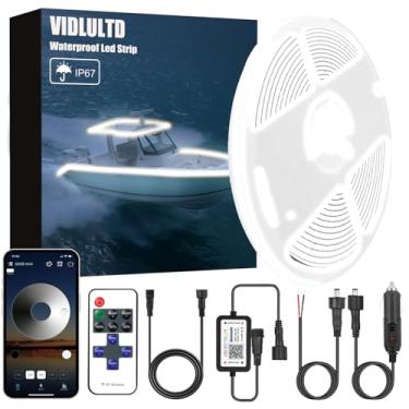 Imagem de Luzes de LED para barco à prova d'água de 12 V, 12 V IP67 luzes LED marítimas brancas, luz exterior interior de barco com controle remoto e aplicativo, luz para barcos pontão com cabo de extensão para