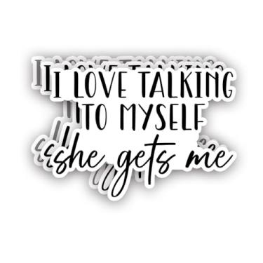 Imagem de (3 peças) Adesivo I Love Talking to Myself She Gets Me Funny Sarcastic Quotes Humorístico Anti-Social Vinil Decalque para Tumbler Laptop Kindle Garrafas de Água Livros Telefone - Tamanho 7 x 5 cm