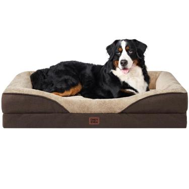 Imagem de Cama de cachorro EHEYCIGA Memory Foam XXL para cães extra grandes, marrom
