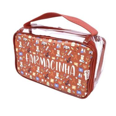 Imagem de Necessaire Farmacinha Porta Remédio Transparente Vermelha - Gicalli