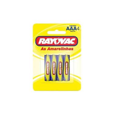 Imagem de Pilha Rayovac Amarelinha 10307 Aaa Pequena Com 4 Unidades