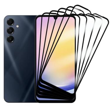 Imagem de 5 Películas de Vidro Temperado 3D Full Cover para Samsung Galaxy A25, Proteção Total da Tela, Anti-impacto, 9H, Transparente