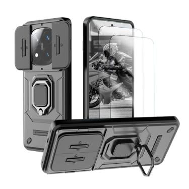 Imagem de Capa para Redmi Note 14 Pro+ Plus 5G Capinha - com [2 peças] protetor de tela de vidro temperado e proteção deslizante da tampa da câmera e suporte