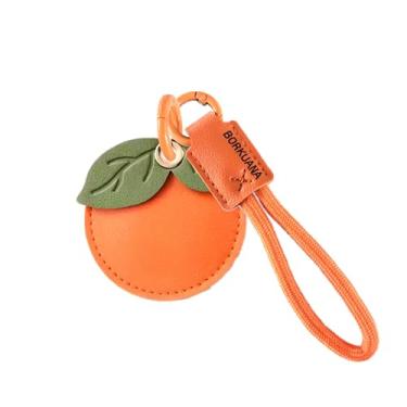 Imagem de Capa de couro compatível com AirTag, linda capa protetora com chaveiro e cordão, antiarranhões e rastreador GPS para chaves, bolsa, animais de estimação (caqui)